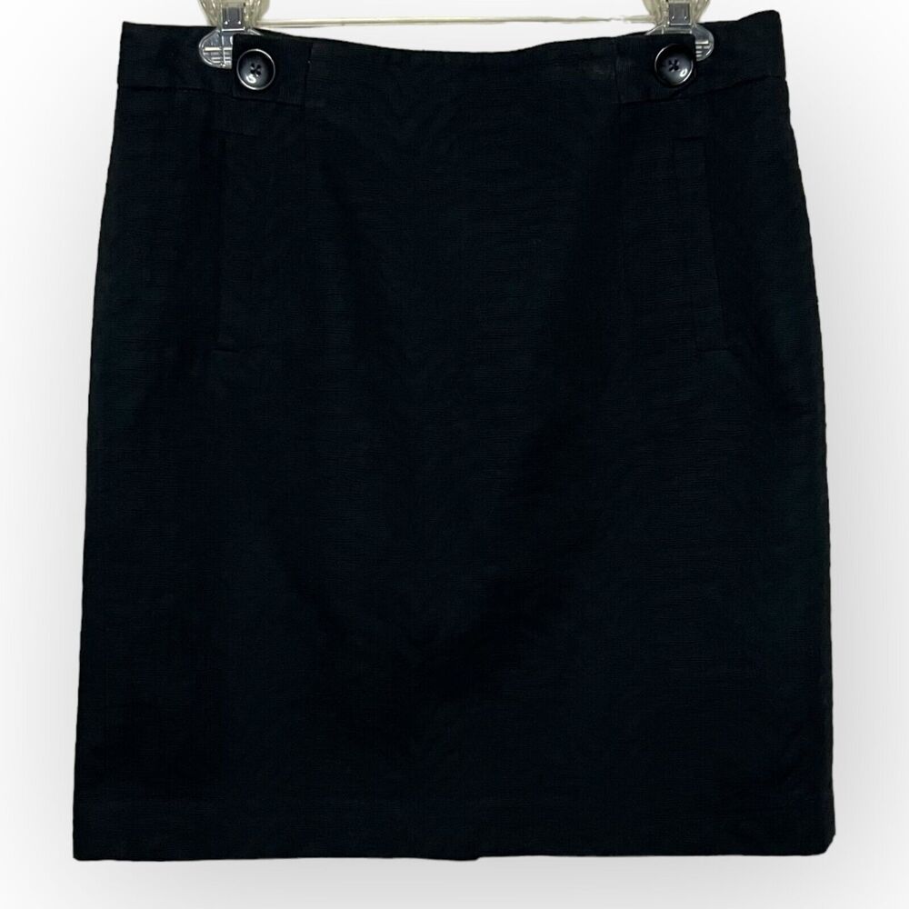 Ann Taylor Petite Black Textured Cotton Jacquard Pencil Mini Skirt Size 6P